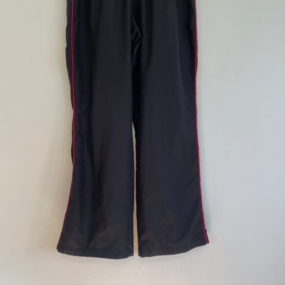 REEBOK Black Red Piping Stripe Pull On Drawstring Swishy Active Track Pants Y2K - Picture 3 of 11